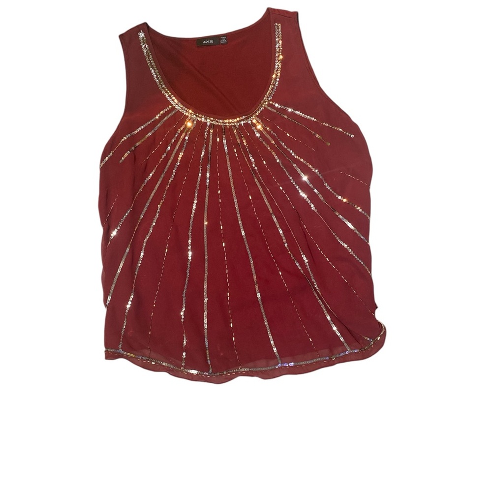 Burgundy top with sequin detailing